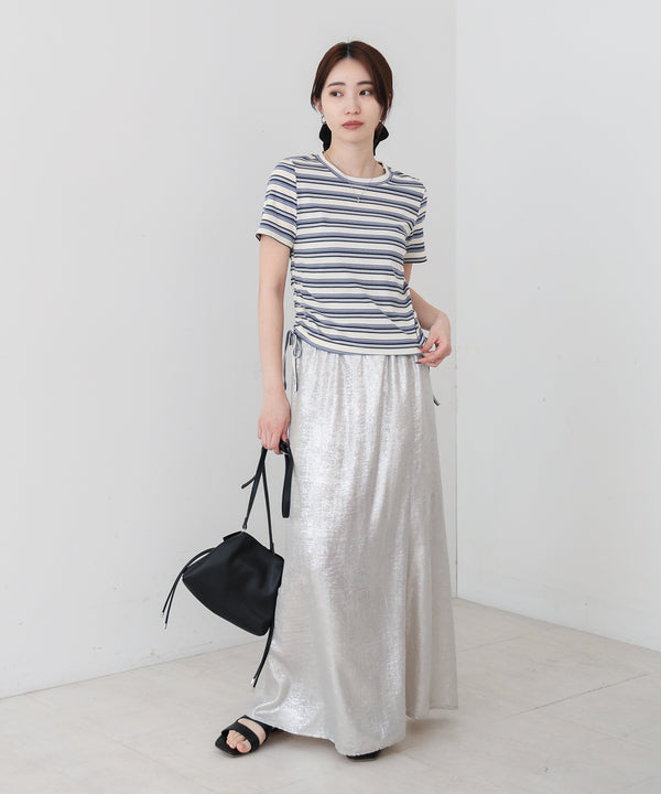 マルチボーダーサイドシャーリングＴシャツ