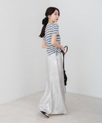 マルチボーダーサイドシャーリングＴシャツ