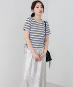 マルチボーダーサイドシャーリングＴシャツ