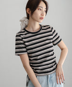 マルチボーダーサイドシャーリングＴシャツ