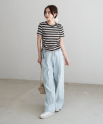 マルチボーダーサイドシャーリングＴシャツ