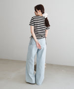 マルチボーダーサイドシャーリングＴシャツ