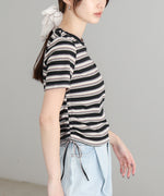 マルチボーダーサイドシャーリングＴシャツ