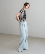 マルチボーダーサイドシャーリングＴシャツ