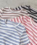 マルチボーダーサイドシャーリングＴシャツ