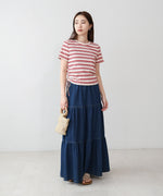 マルチボーダーサイドシャーリングＴシャツ