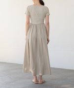 フロントギャザー異素材ドッキングワンピース