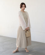 フロントギャザー異素材ドッキングワンピース