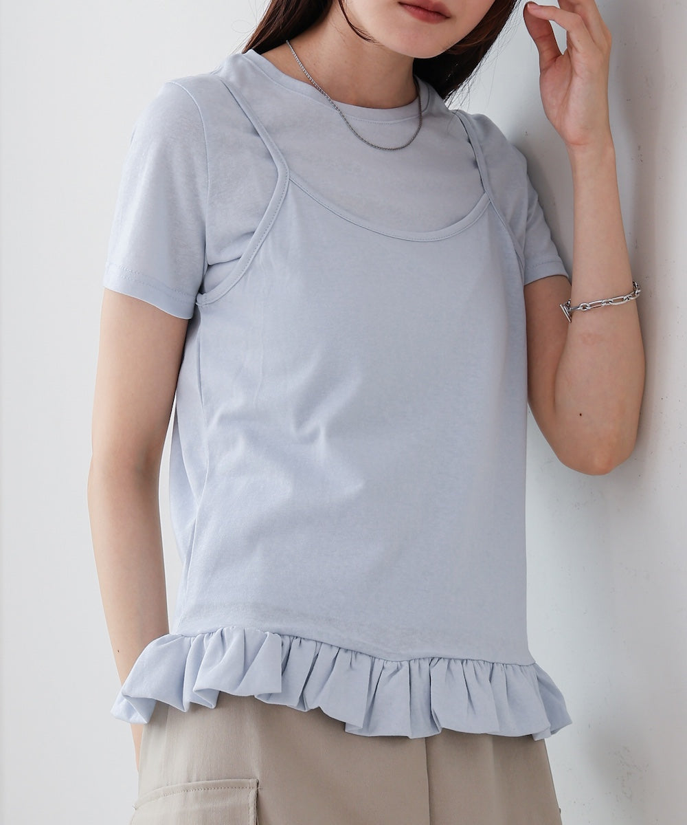 ペプラムバルーンヘムキャミセットＴシャツ