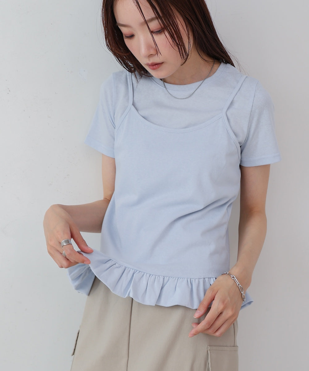 ペプラムバルーンヘムキャミセットＴシャツ