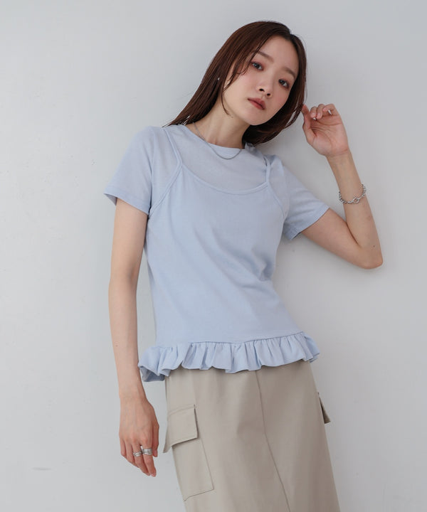 ペプラムバルーンヘムキャミセットＴシャツ