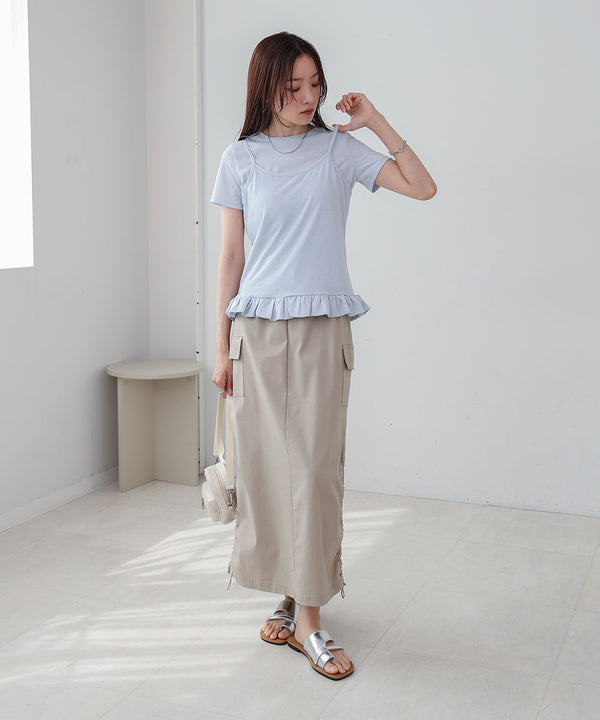 ペプラムバルーンヘムキャミセットＴシャツ