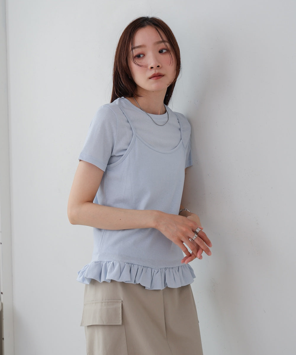 ペプラムバルーンヘムキャミセットＴシャツ