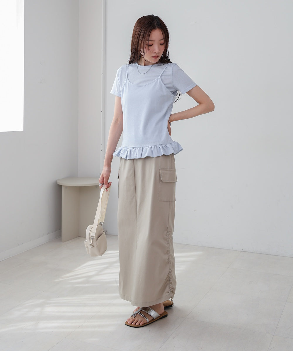 ペプラムバルーンヘムキャミセットＴシャツ