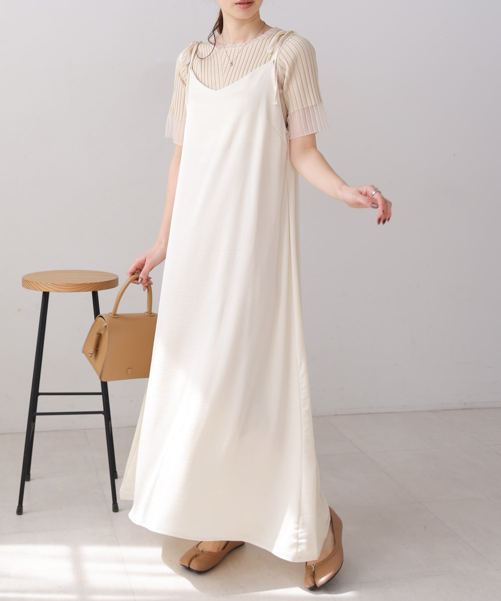 リボンサテンキャミワンピース