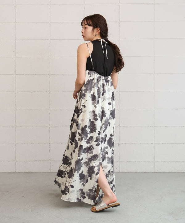 アートフラワー柄キャミワンピース