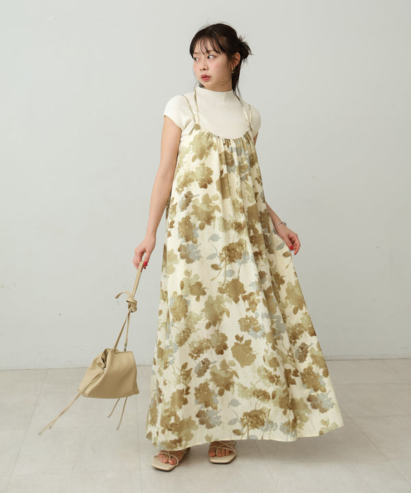 アートフラワー柄キャミワンピース