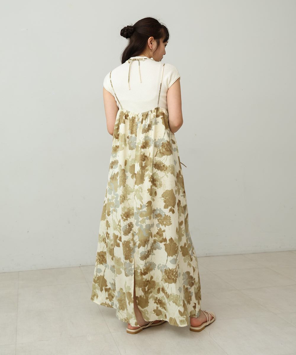 アートフラワー柄キャミワンピース