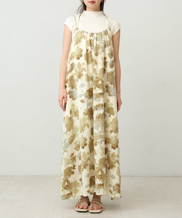 アートフラワー柄キャミワンピース