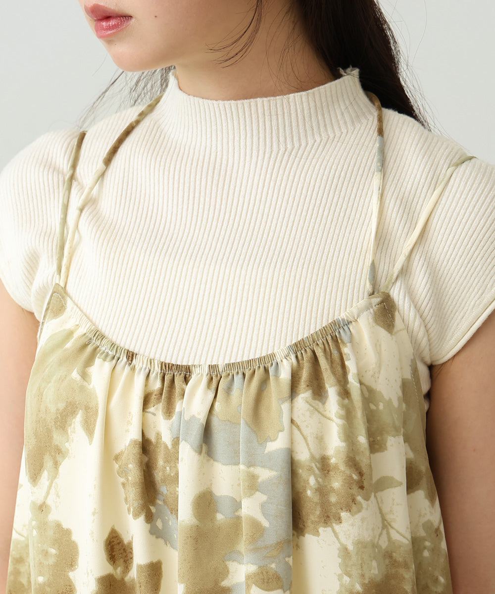 アートフラワー柄キャミワンピース