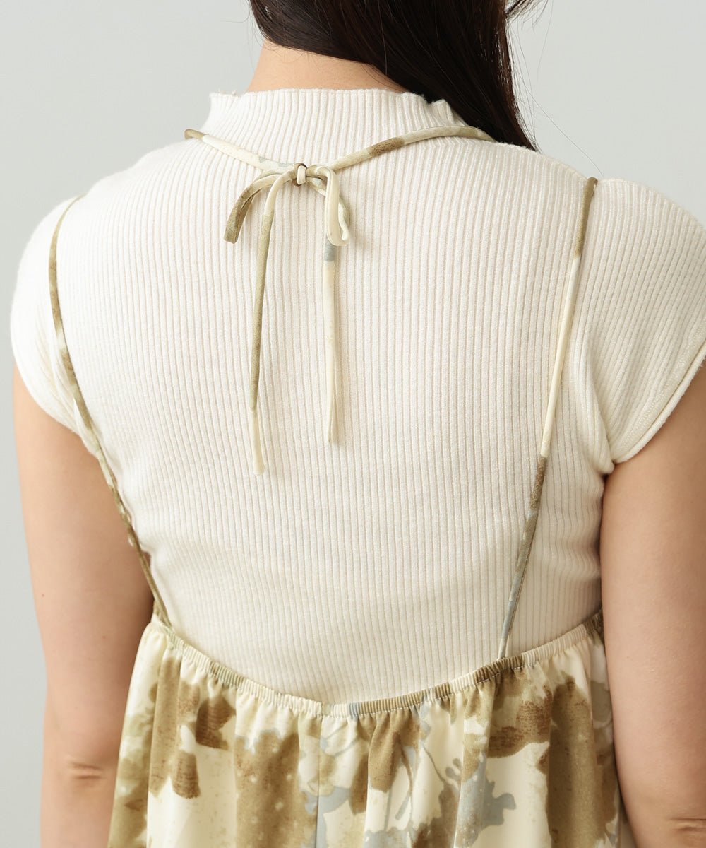 アートフラワー柄キャミワンピース