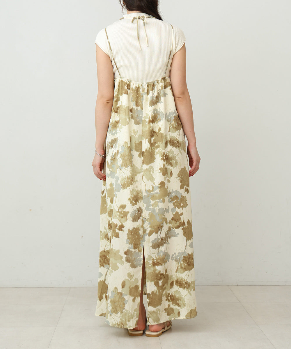 アートフラワー柄キャミワンピース