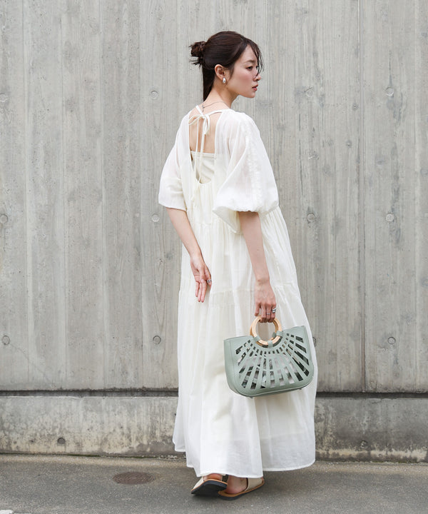 ２ＷＡＹポーチ付きニュアンスメッシュバンブーバッグ