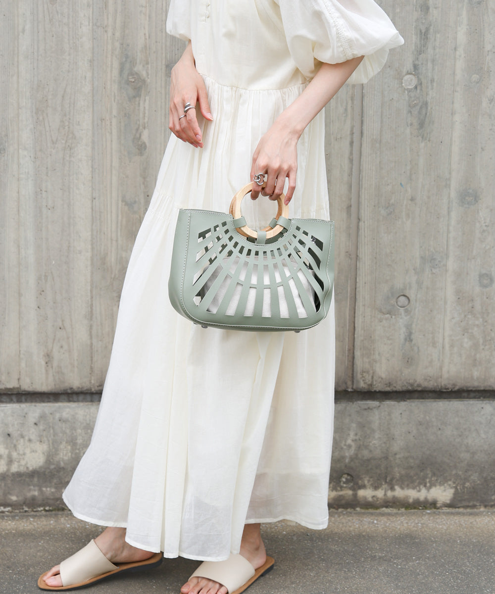 ２ＷＡＹポーチ付きニュアンスメッシュバンブーバッグ