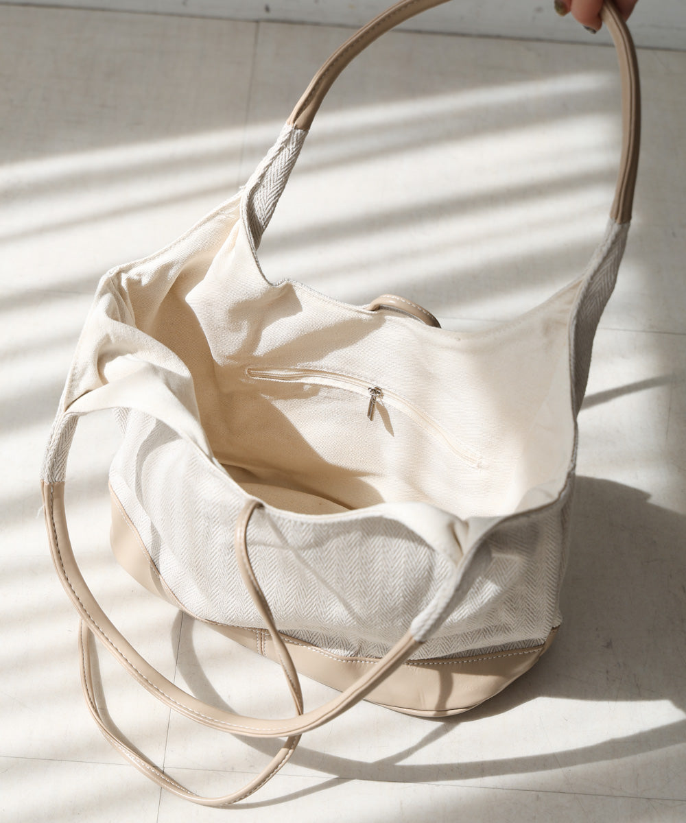 異素材リボントートバッグ