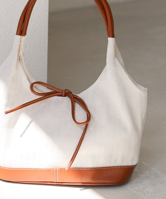 異素材リボントートバッグ