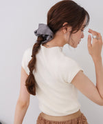 ボリュームリボン合皮スクエアシュシュ