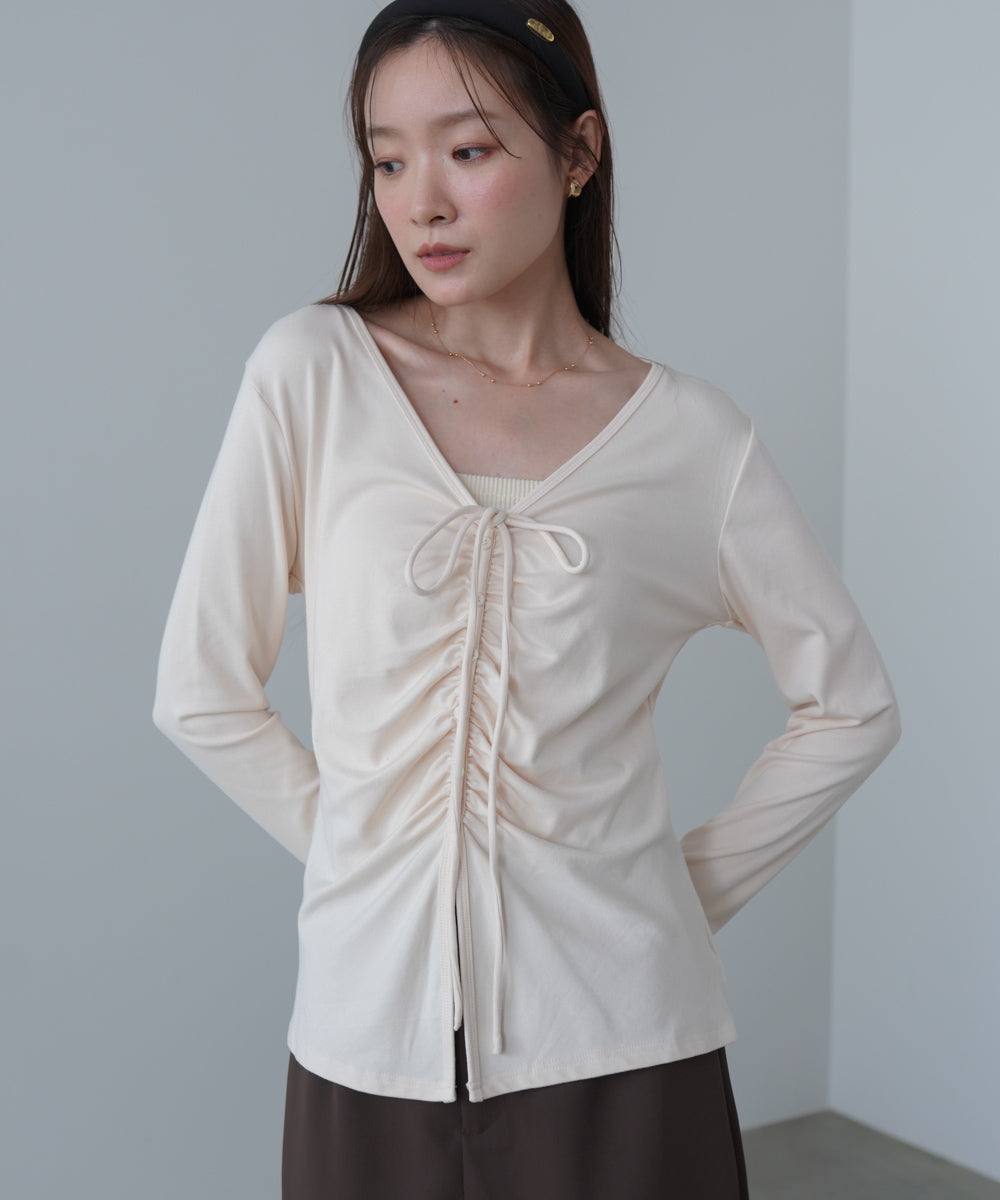 センターシャーリングカットソー