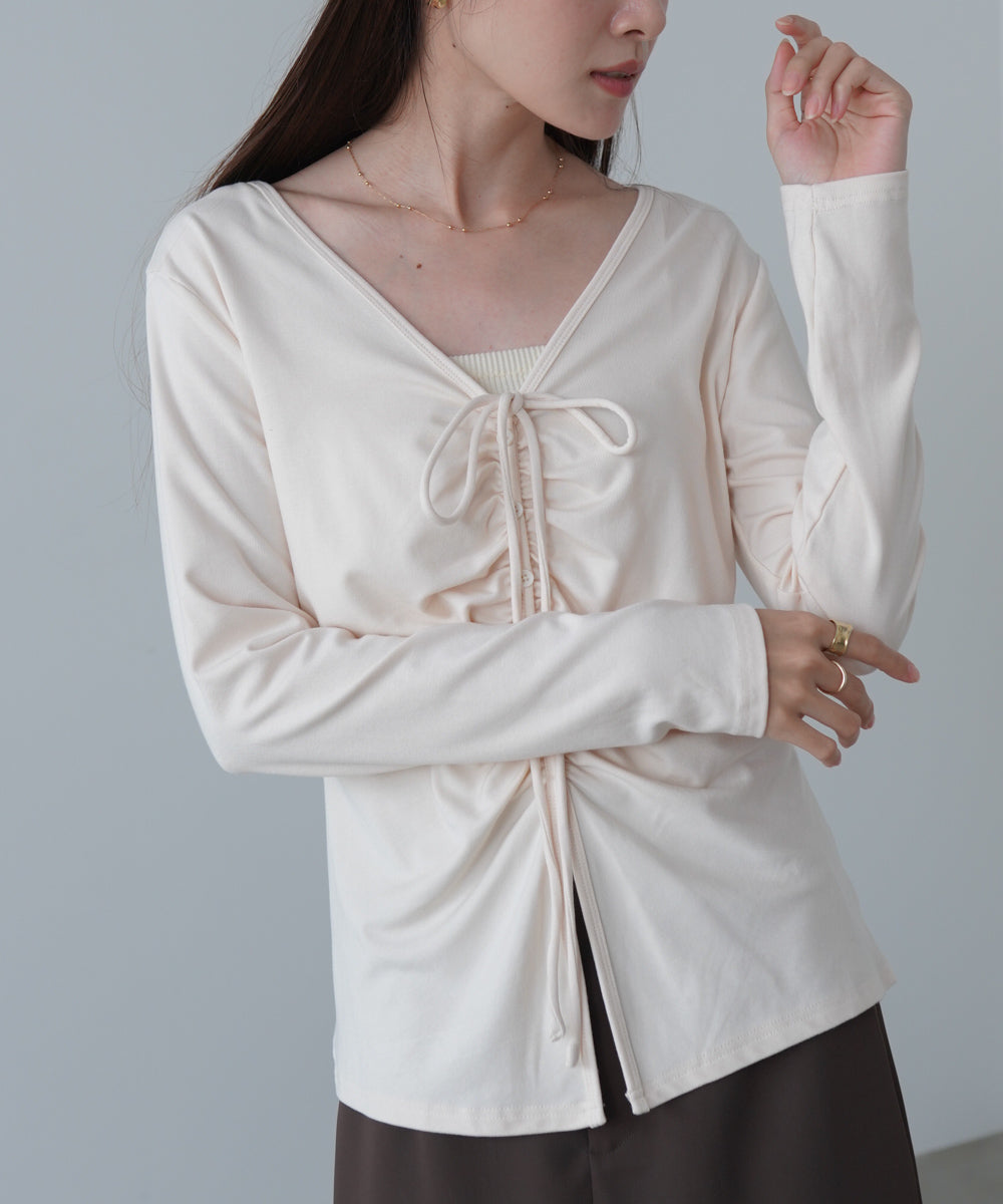 センターシャーリングカットソー