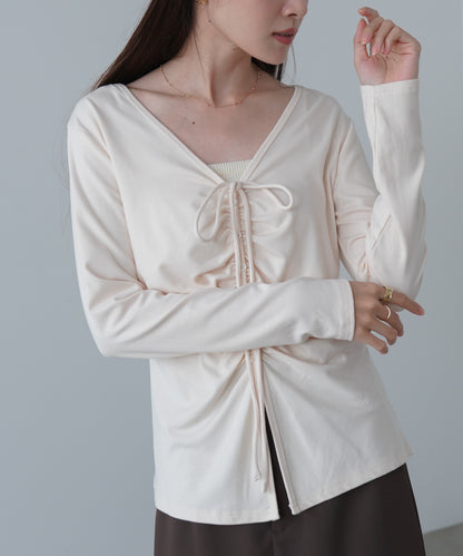 センターシャーリングカットソー