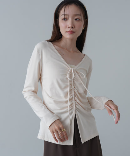 センターシャーリングカットソー