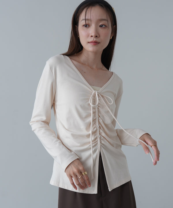 センターシャーリングカットソー