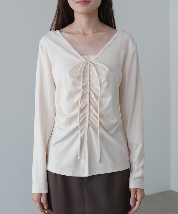 センターシャーリングカットソー