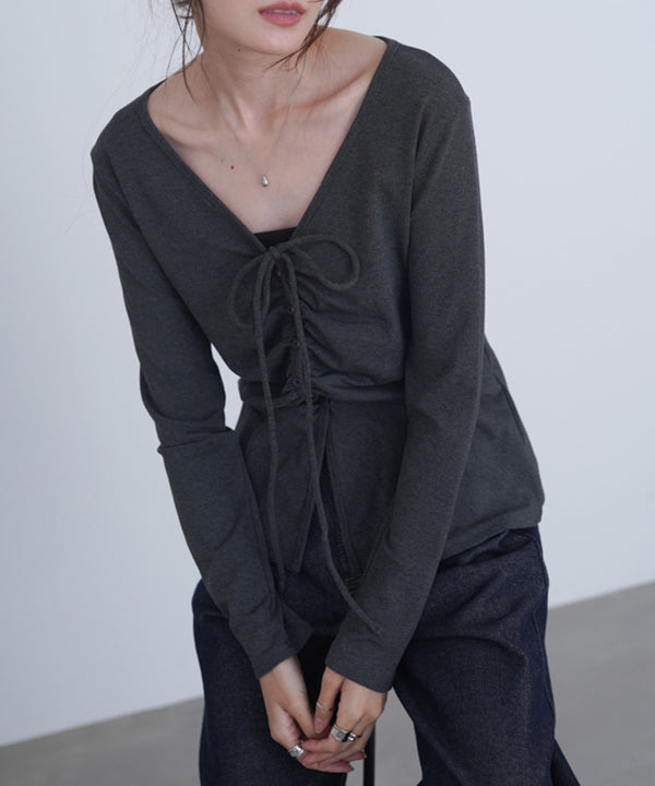 センターシャーリングカットソー