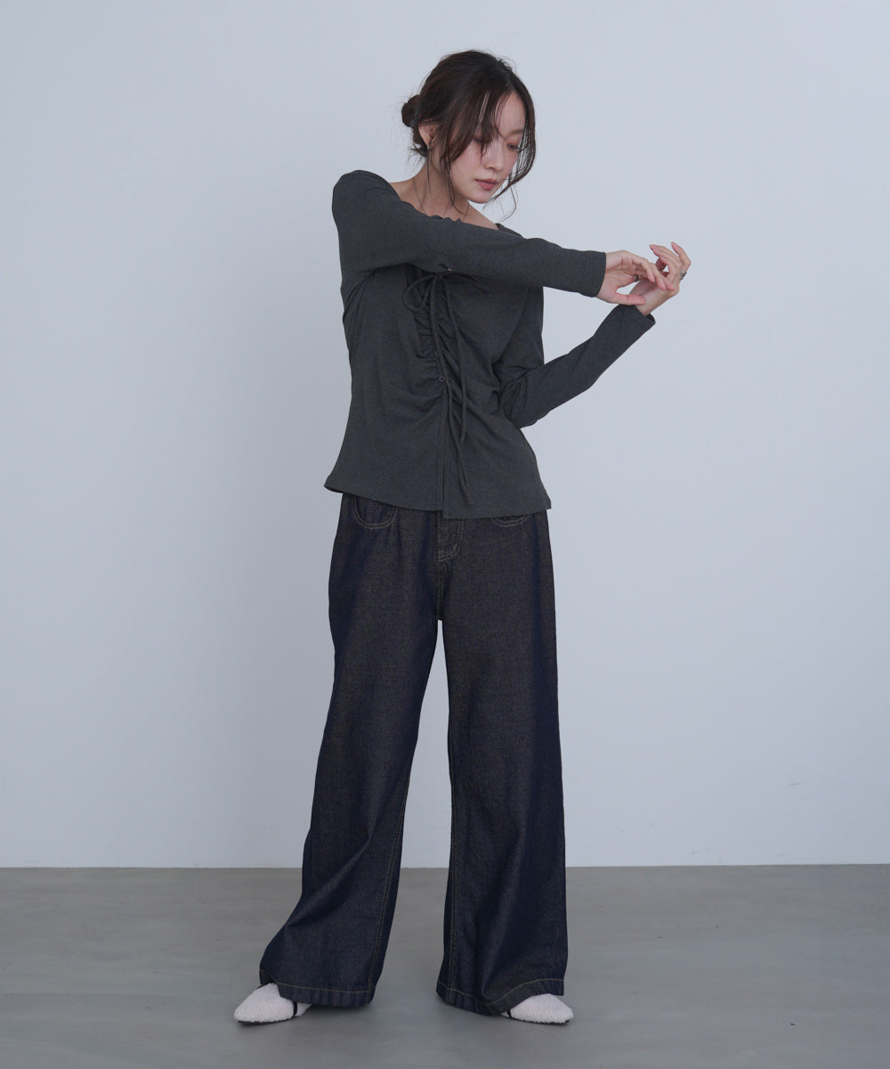 センターシャーリングカットソー