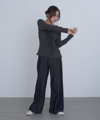 センターシャーリングカットソー