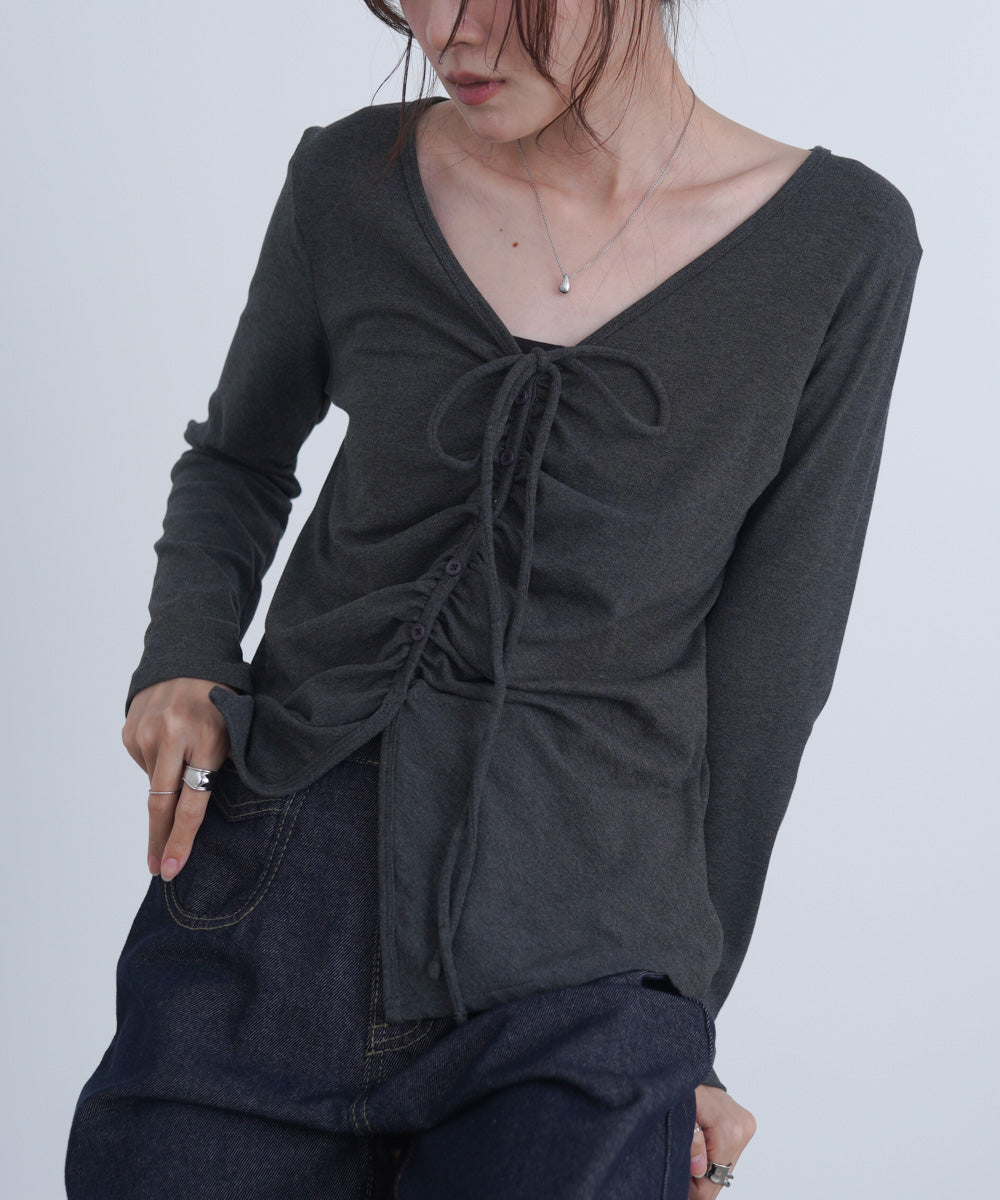 センターシャーリングカットソー