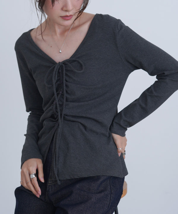 センターシャーリングカットソー