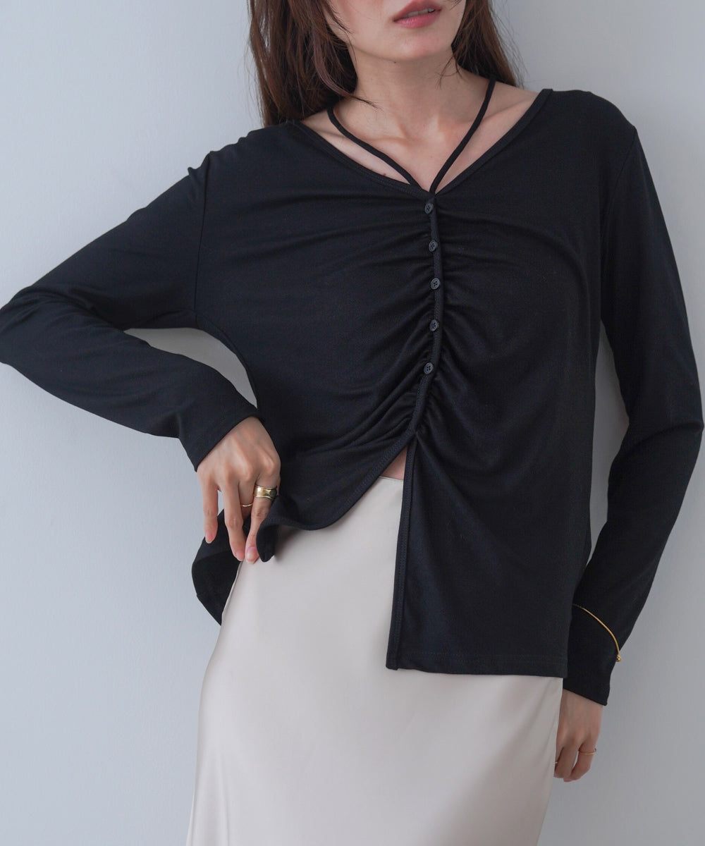 センターシャーリングカットソー