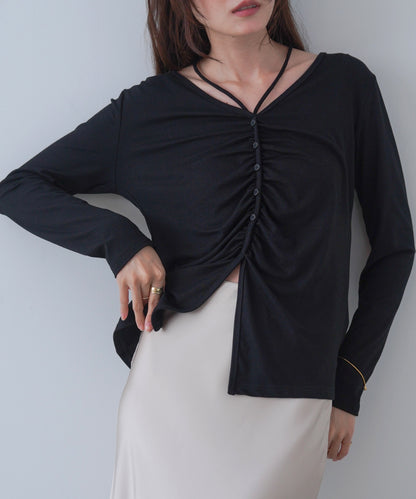 センターシャーリングカットソー