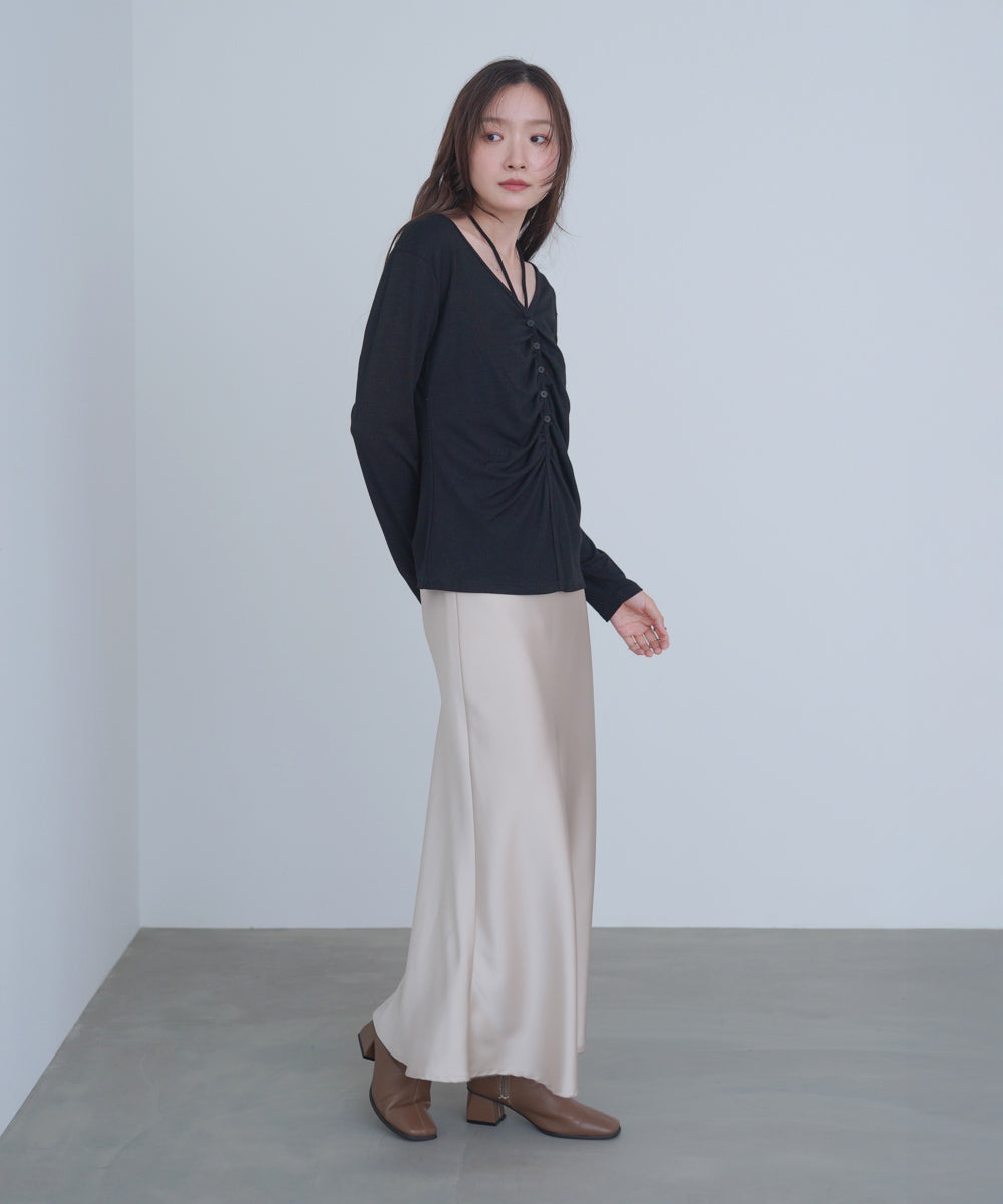 センターシャーリングカットソー