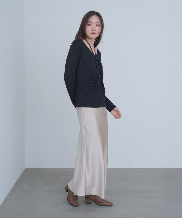 センターシャーリングカットソー