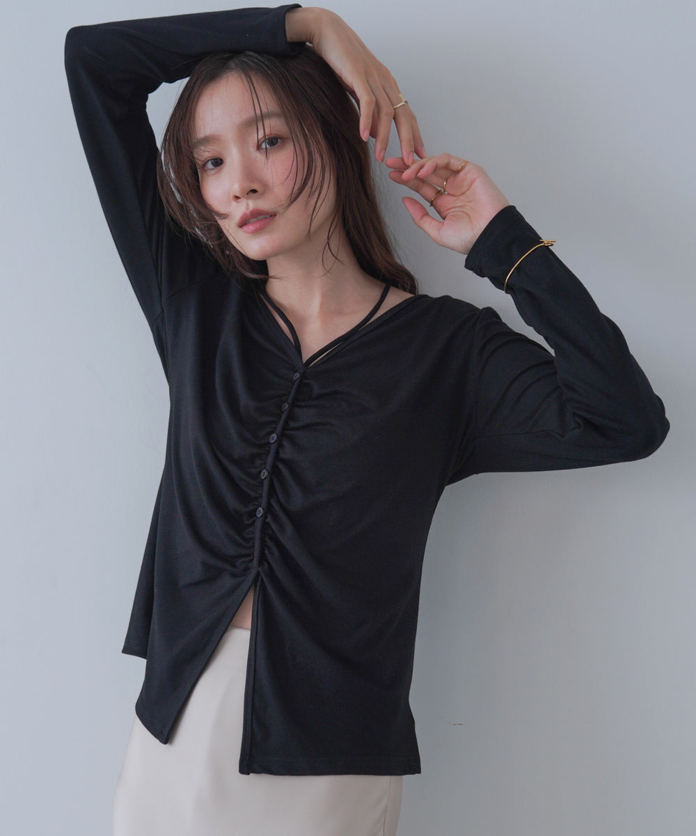 センターシャーリングカットソー