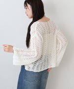 フラワーレース透かし編みトップス