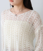 フラワーレース透かし編みトップス