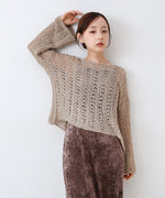 フラワーレース透かし編みトップス